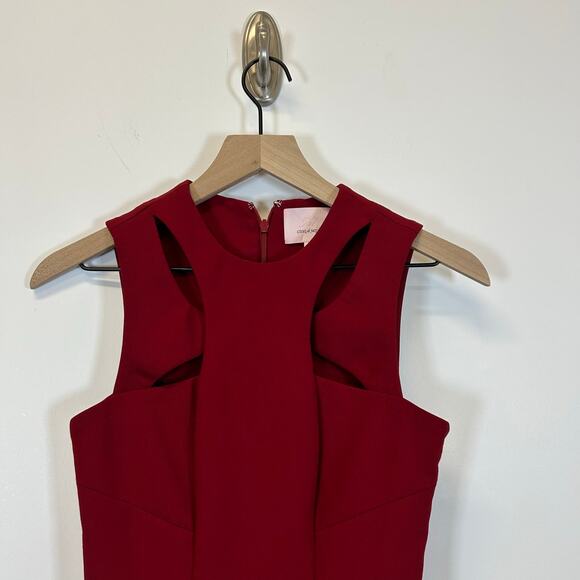 CINQ A SEPT SCORPIO CUT OUT TULIP HEM MINI DRESS CRIMSON RED Women’s Size 0 - Picture 7 of 13